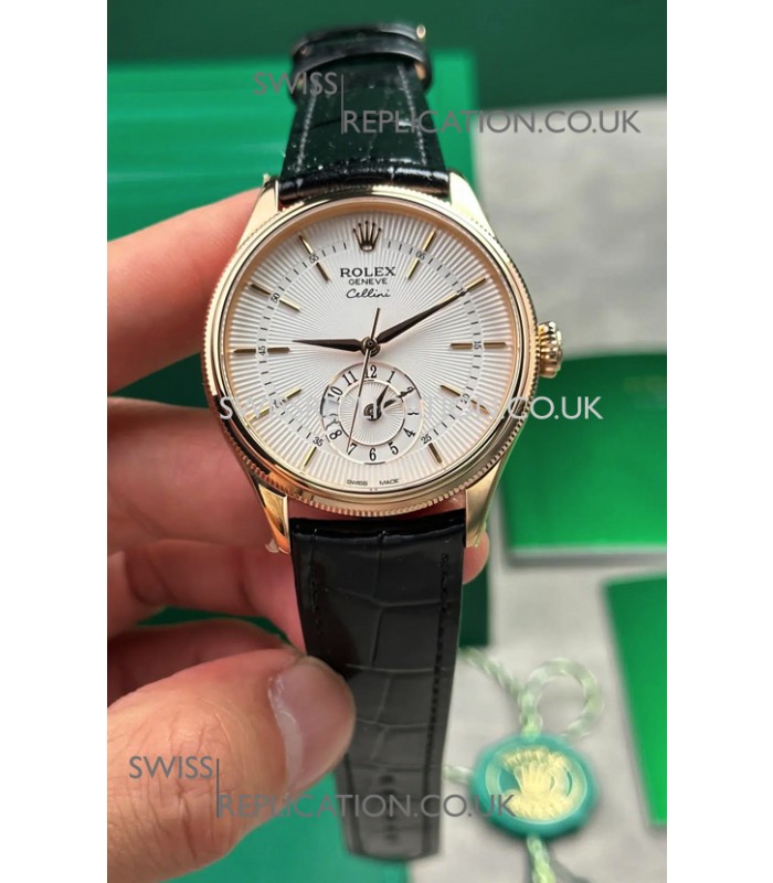 Rolex Super Clone Cellini 50525 White Dial Rose Gold Super Clone Watch 