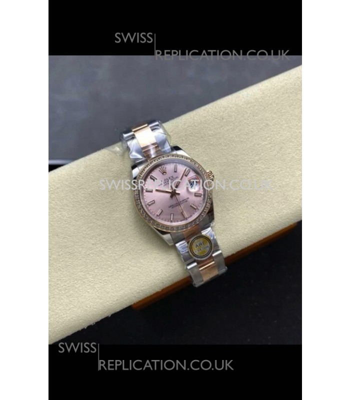 Rolex Super Clone Datejust 31MM Pink Dial Rose Gold Oyster Super Clone Watch 
