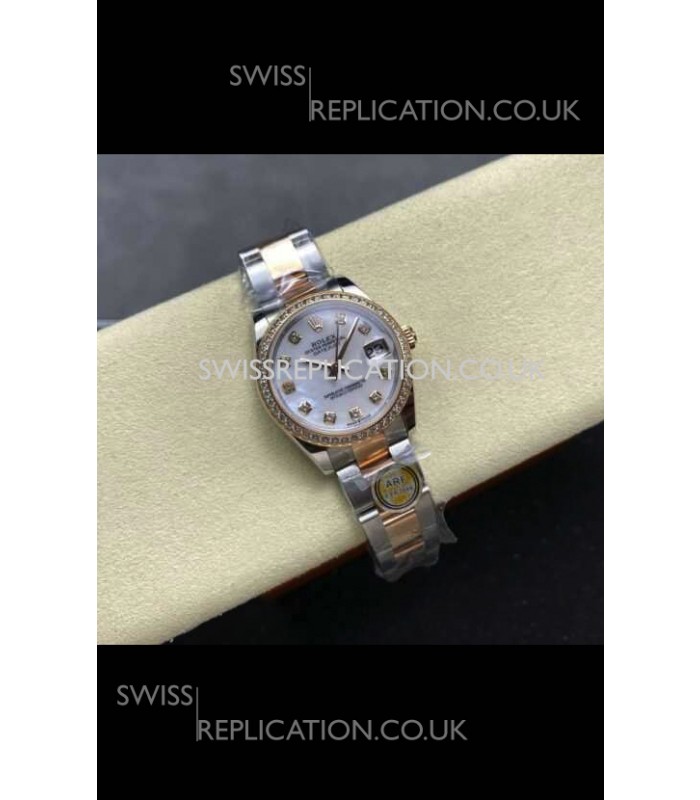 Rolex Super Clone Datejust 31MM Pearl Dial Rose Gold Oyster Super Clone Watch 