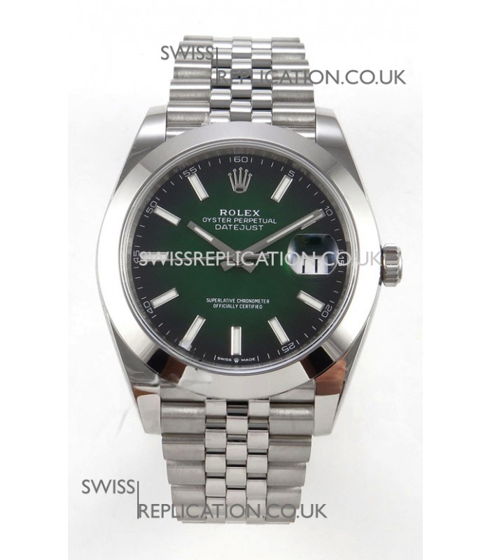 Rolex Datejust 126234 Ombre Green Dial Jubilee FREE SPRUNG MVMT Super Clone Watch 41MM