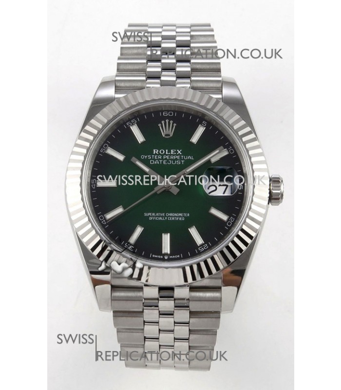 Rolex Datejust 126234 Ombre Green Dial Jubilee FREE SPRUNG MVMT Super Clone Watch 41MM