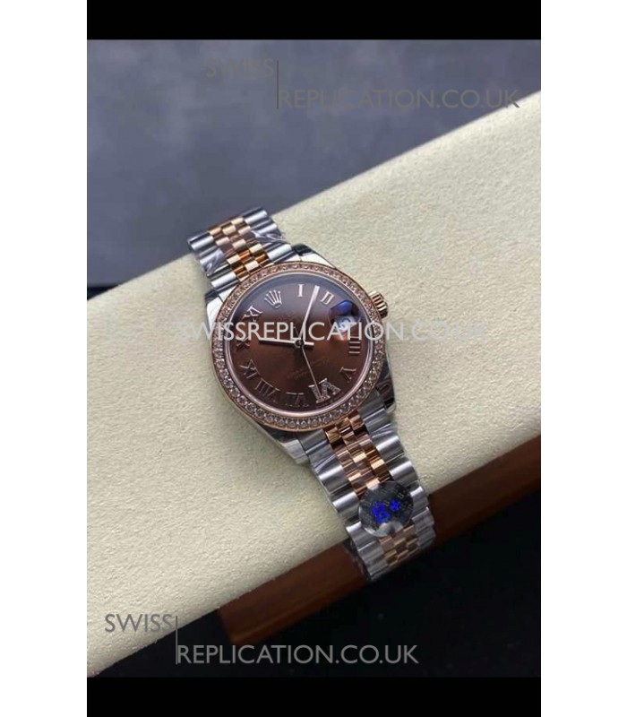 Rolex Super Clone Datejust 31MM Brown Dial Rose Gold Super Clone Watch 