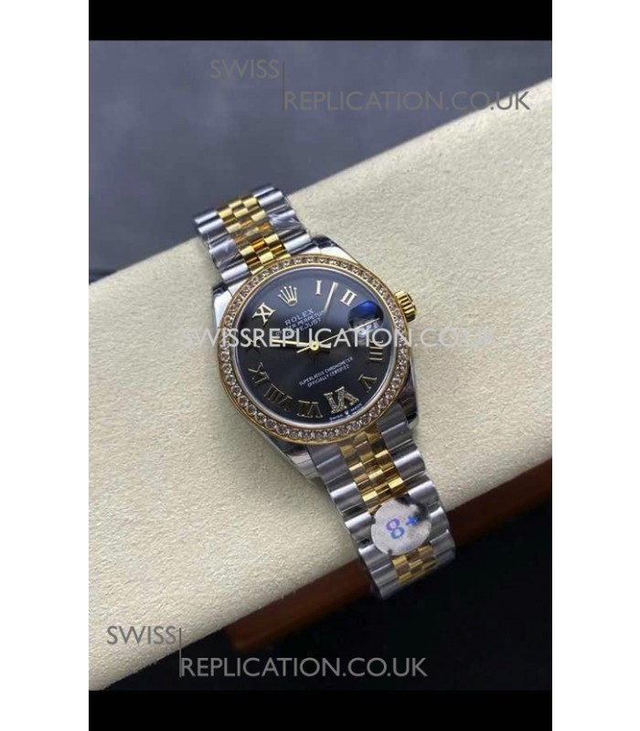 Rolex Super Clone Datejust 31MM Black Dial Yellow Gold Super Clone Watch 