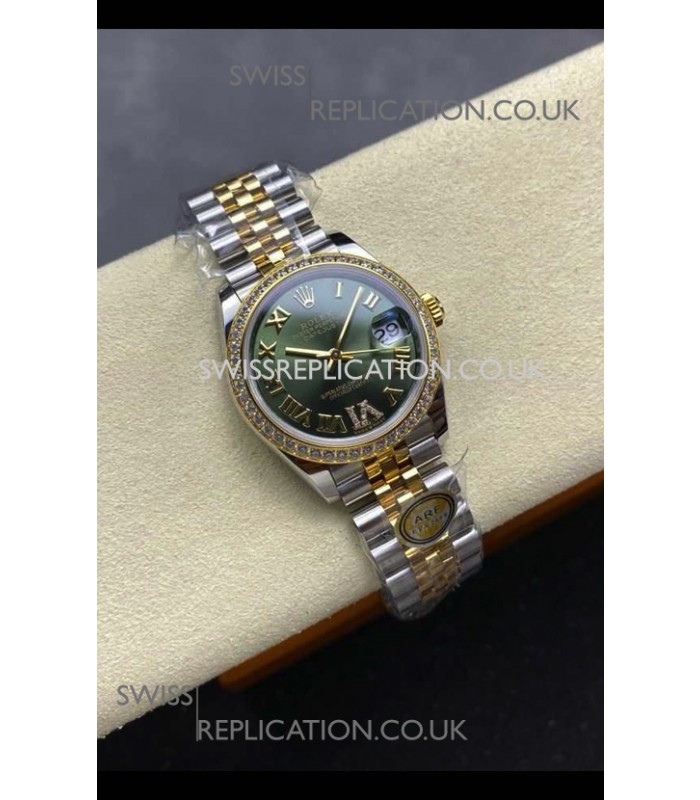 Rolex Super Clone Datejust 31MM Green Dial Yellow Gold Super Clone Watch 