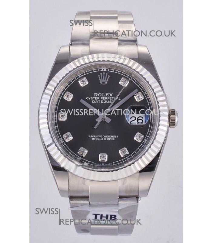 Datejust Super Clone 126334 Grey Diamonds Dial 41MM FREE SPRUNG MVMNT 3235 Watch 
