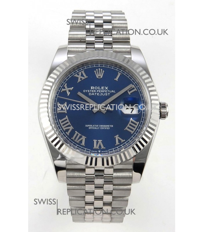 Datejust Super Clone 126334 Blue Roman Dial 41MM FREE SPRUNG MVMNT 3235 Watch 