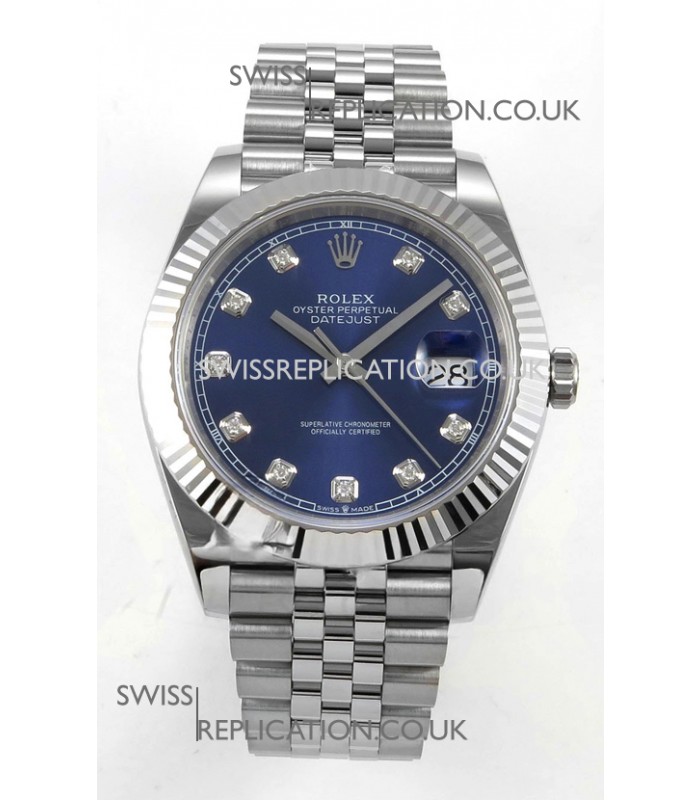 Datejust Super Clone 126334 Blue Diamonds Dial 41MM FREE SPRUNG MVMNT 3235 Watch 