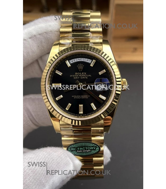 Rolex Day Date 228238 Yellow Gold Black Crystal Dial Super Clone Watch 