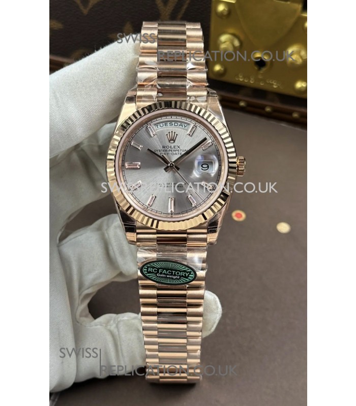 Rolex Day Date 228236 Rose Gold Steel Crystal Dial Super Clone Watch 