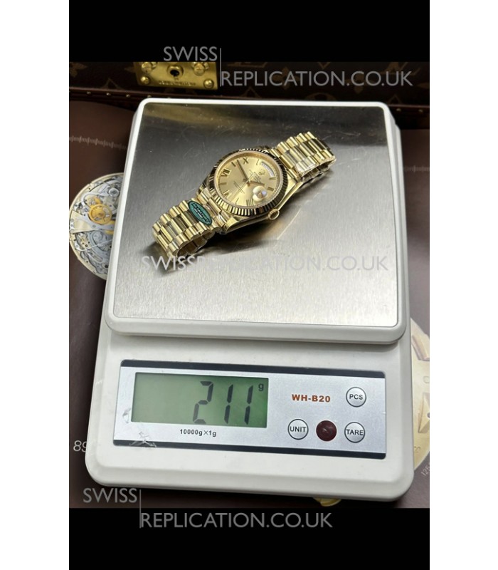 Rolex Day Date 228238 Yellow Gold in Gold Roman Dial Super Clone Watch 