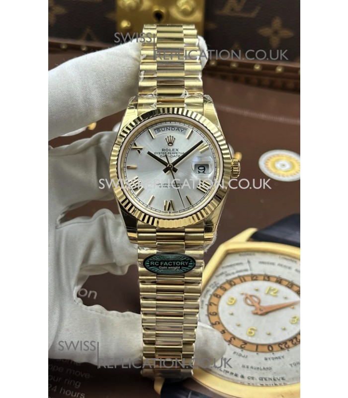 Rolex Day Date 228238 Yellow Gold Steel Roman Dial Super Clone Watch 