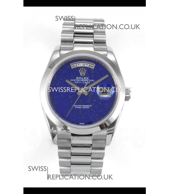 Rolex Day Date Stainless Steel Blue Lapis Dial 36MM Swiss Replica Watch 