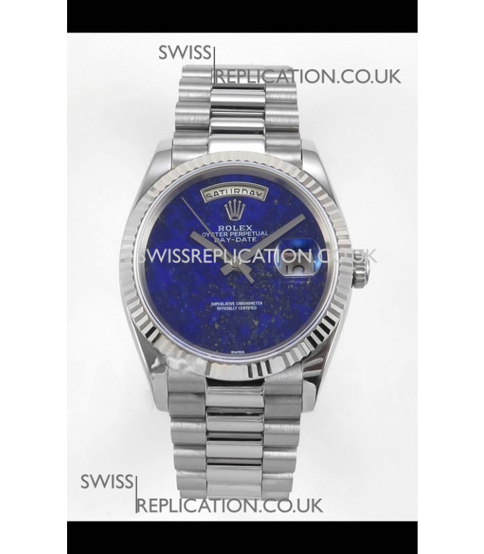 Rolex Day Date Stainless Steel Blue Lapis Dial 36MM Swiss Replica Watch 