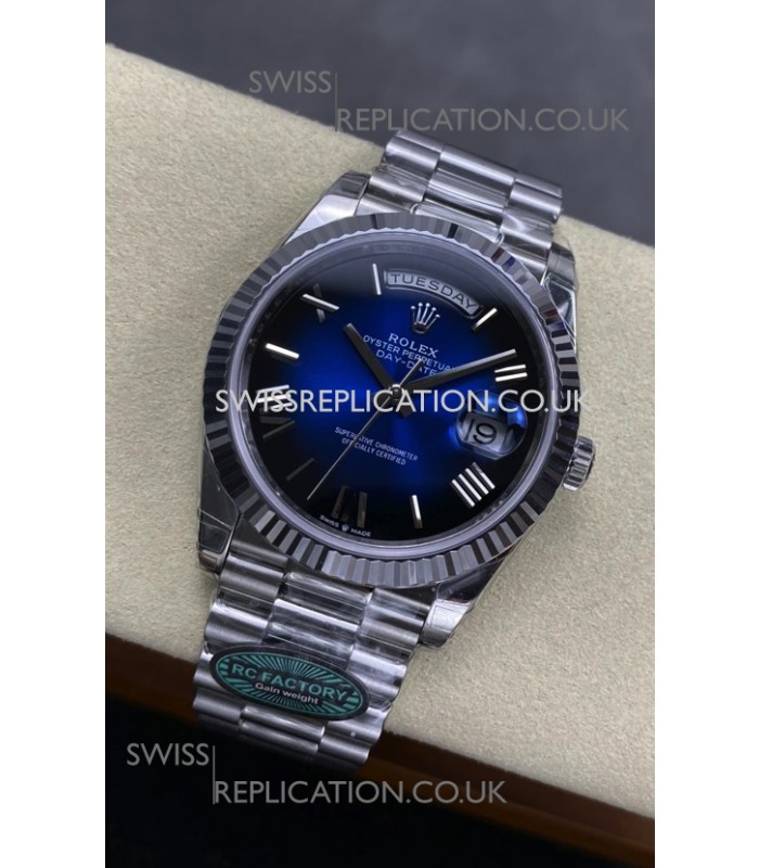Rolex Day Date 228236 Stainless Steel Blue Ombre Super Clone Watch 