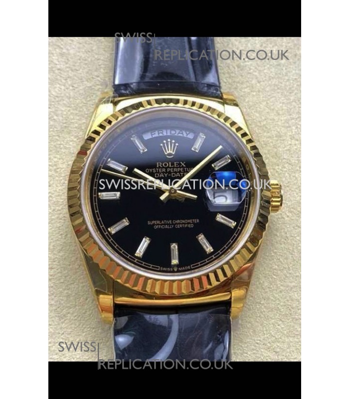 Rolex Day Date 128238 Yellow Gold Black Crystal Dial Super Clone Watch 