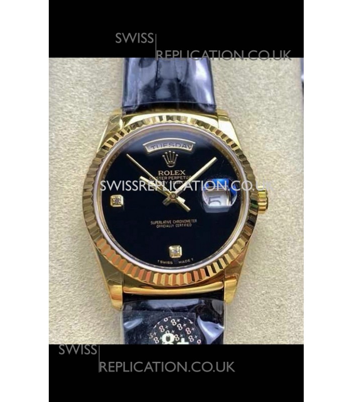 Rolex Day Date 128238 Yellow Gold Black Dial Super Clone Watch 
