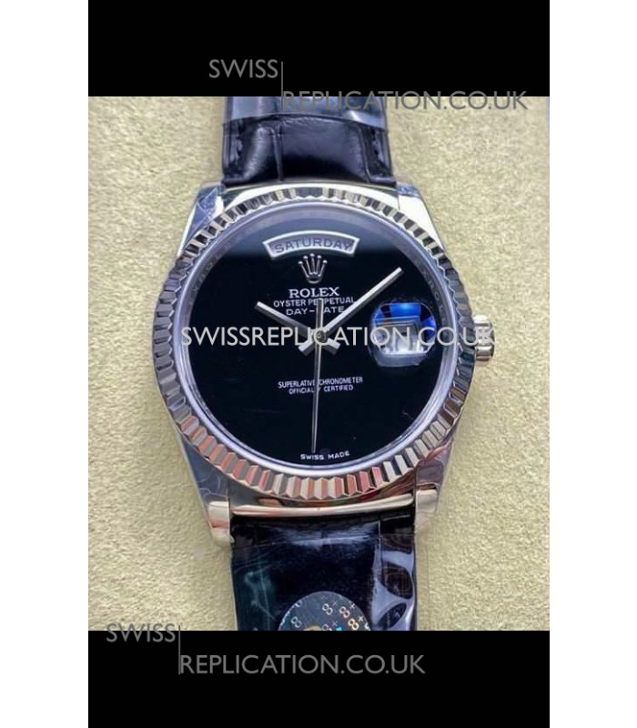Rolex Day Date 128236 Stainless Steel Black Dial Super Clone Watch 