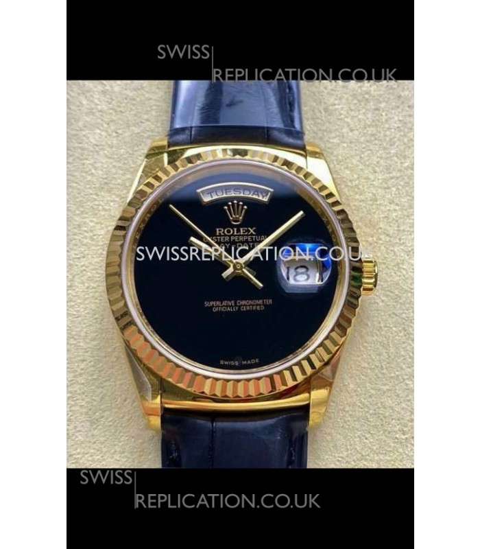 Rolex Day Date 128238 Yellow Gold Black Dial Super Clone Watch 