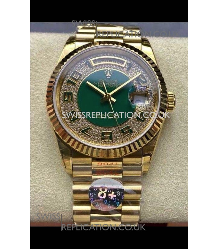 Rolex Day Date 118238 Yellow Gold Diamonds Dial Super Clone Watch 