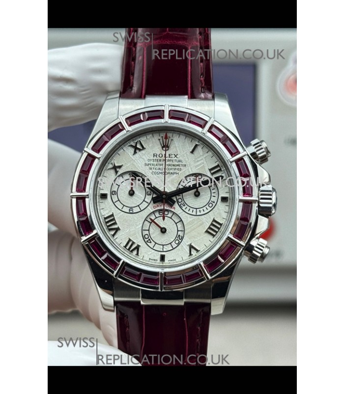 Rolex Daytona 116589SALV FREE SPRUNG MVMT White Gold Red Rubies Meteorite Super Clone Watch 