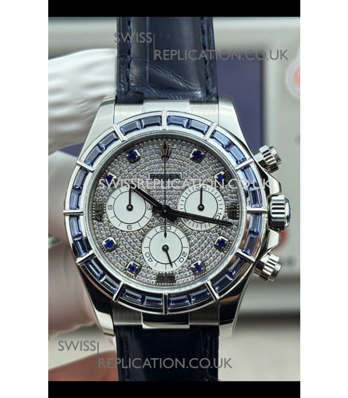 Rolex Daytona 116589SALV FREE SPRUNG MVMT White Gold Diamonds Dial Super Clone Watch 