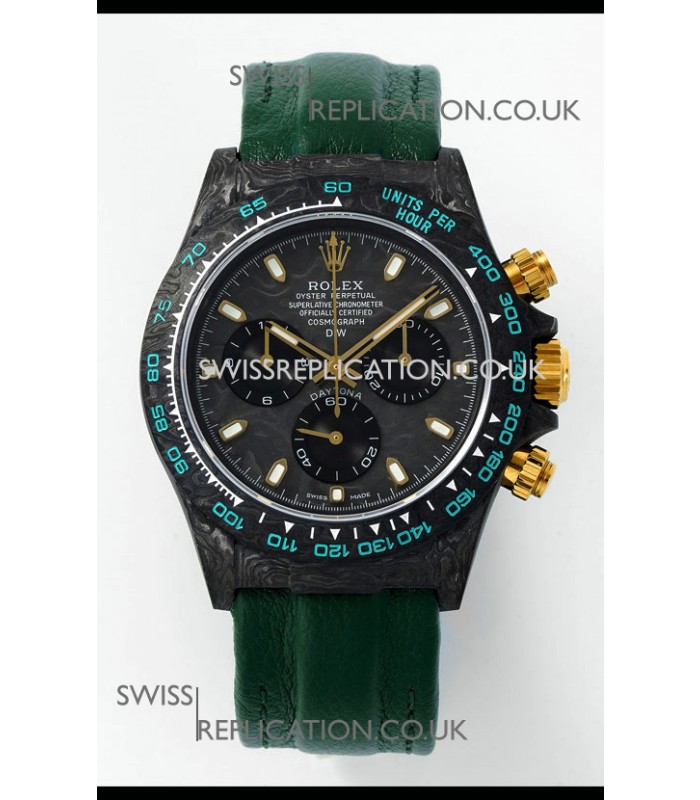 Rolex Daytona DiW Forged Cabon Casing Green Velcro Strap Super Clone Watch 