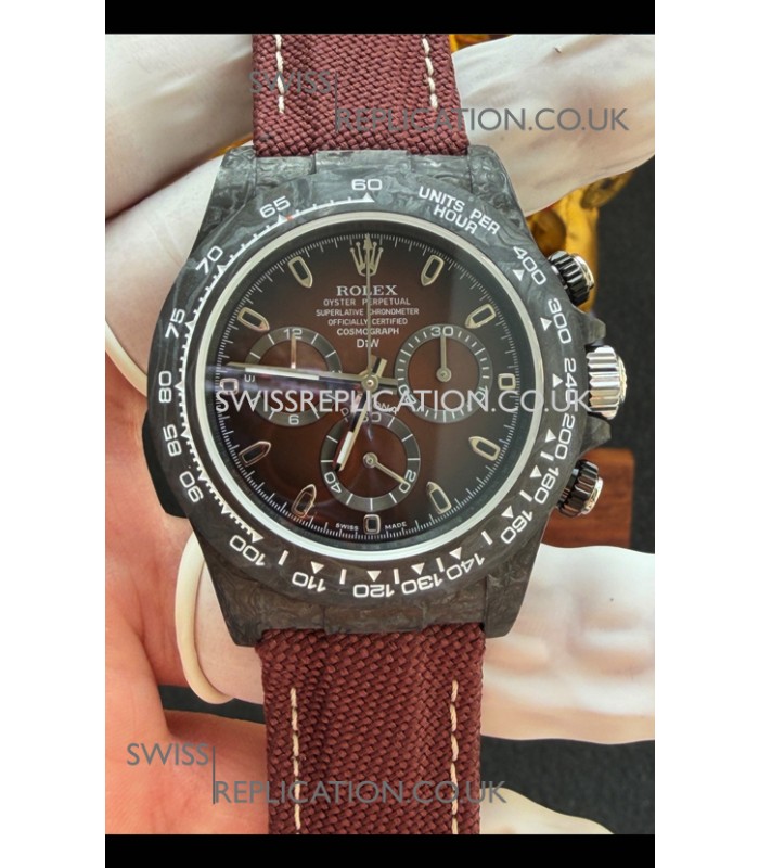 Rolex Daytona DiW Black Carbon Fiber Brown Dial Super Clone Watch 