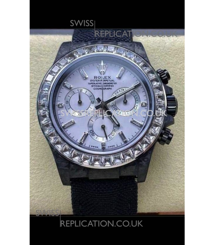 Rolex Daytona Black Carbon Fiber White Dial Nylon Strap Super Clone Watch 