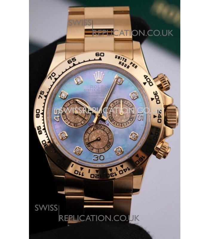 Rolex Daytona 116508 Yellow Gold Mother of Pearl FREE SPRUNG Super Clone Watch 