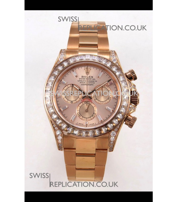 Rolex Daytona 126595 FREE SPRUNG MVMT Rose Gold Dial Super Clone Watch 