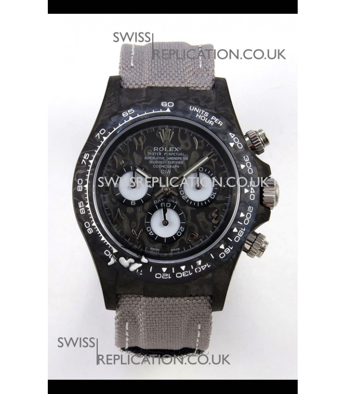 Rolex Daytona DiW Black Carbon Arabic Numerals Super Clone Watch 