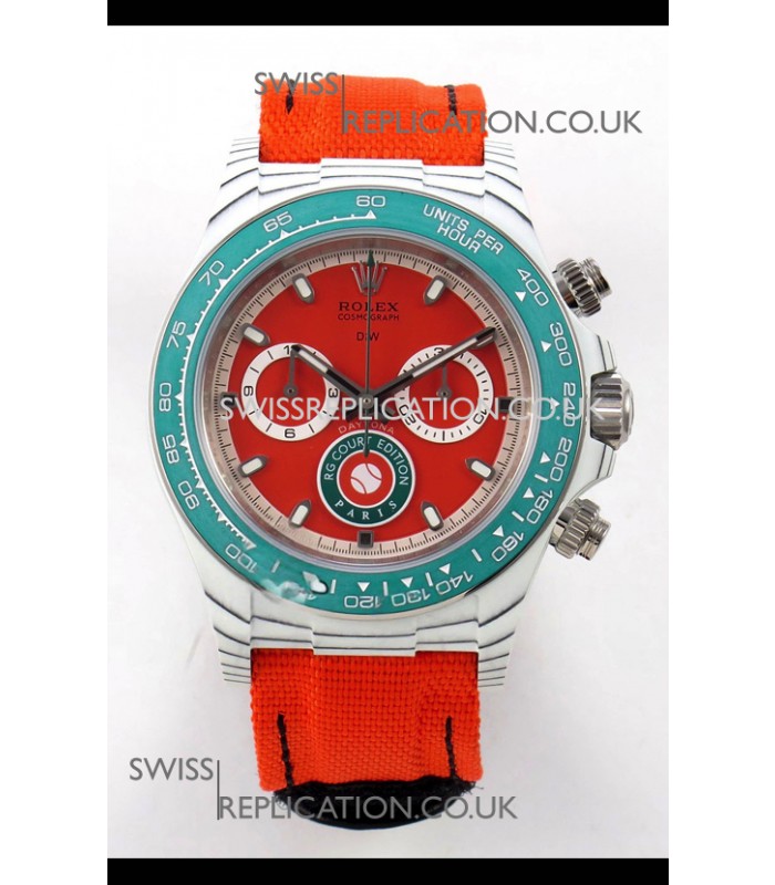 Rolex Daytona DiW RG Course Edition White Carbon Red Dial Super Clone Watch 