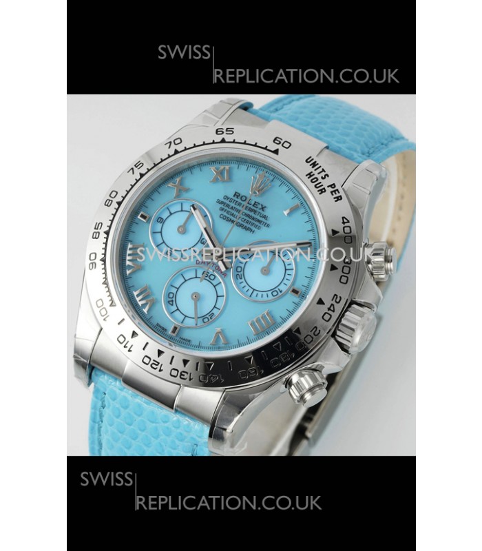 Rolex Daytona 116519 Stainless Steel Blue Pearl Leather Strap Super Clone Watch