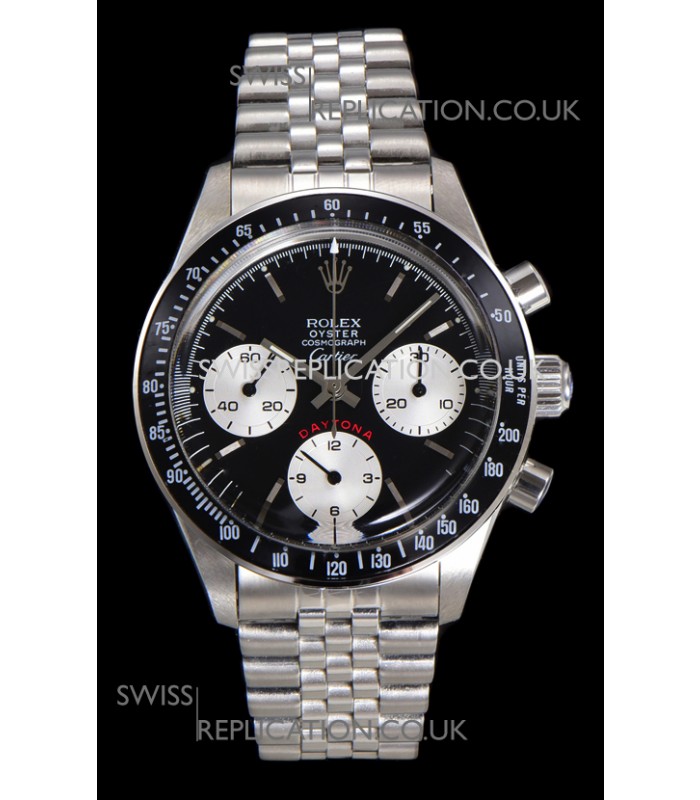 Rolex Daytona Paul Newman 37MM Cartier Black Dial Manual Wind Super Clone Watch 