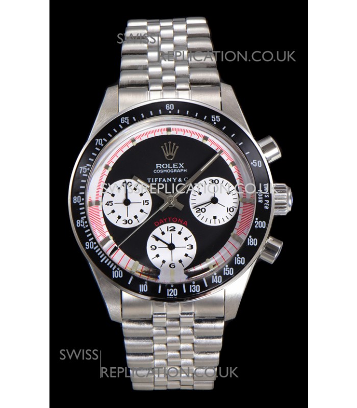 Rolex Daytona Paul Newman 37MM Tiffany & Co Black Dial Manual Wind Super Clone Watch 