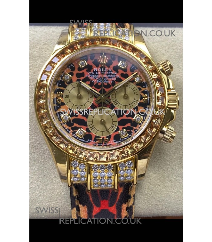 Rolex Daytona 116598 Leopard Yellow Gold Super Clone Watch 