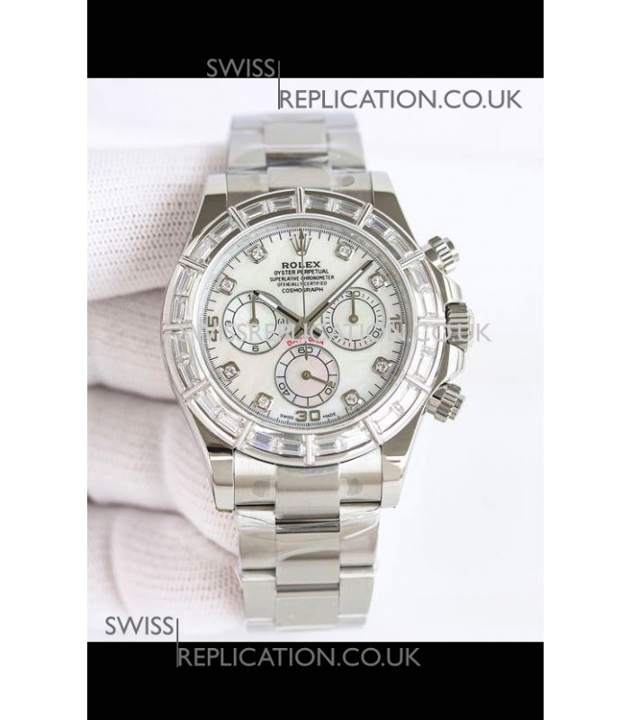 Rolex Daytona 116519 Stainless Steel White Pearl Dial Super Clone Watch 
