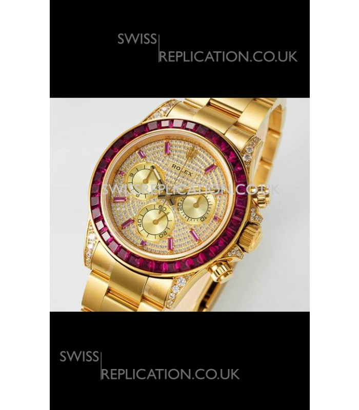 Rolex Daytona 116519 Yellow Gold Diamonds Dial Super Clone Watch 
