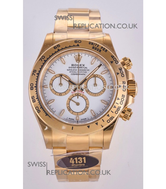 Rolex Daytona 126508 Yellow Gold White Dial FREE SPRUNG MVMT Super Clone Watch 