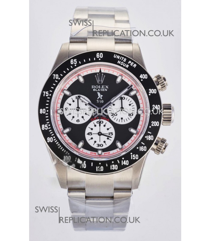 Rolex Daytona Paul Newman Black Dial Custom Modded 4130 Mvnt Swiss Replica