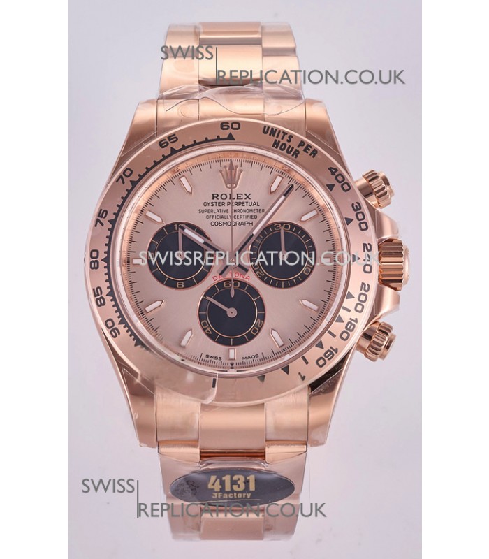 Rolex Daytona 126505 Rose Gold Dial Stick Markers FREE SPRUNG MVMT Super Clone Watch 