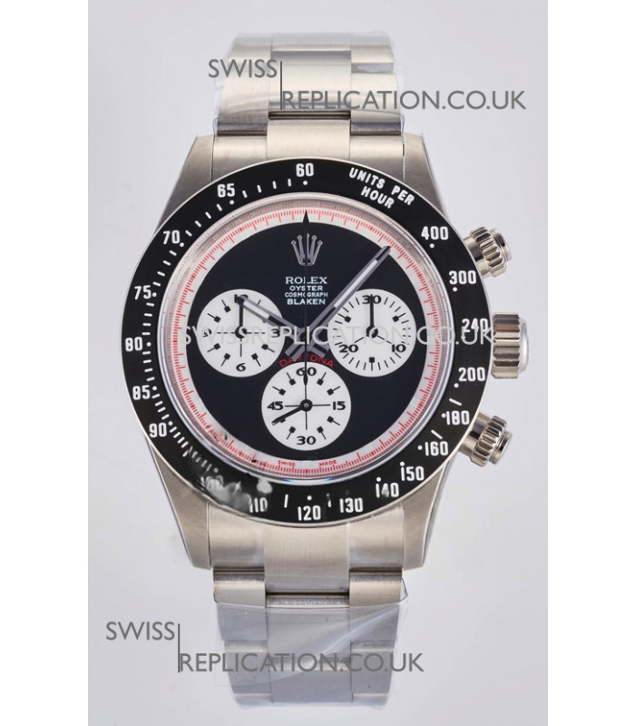 Rolex Daytona Paul Newman Blaken Black Dial Custom Modded 4130 Mvnt Swiss Replica