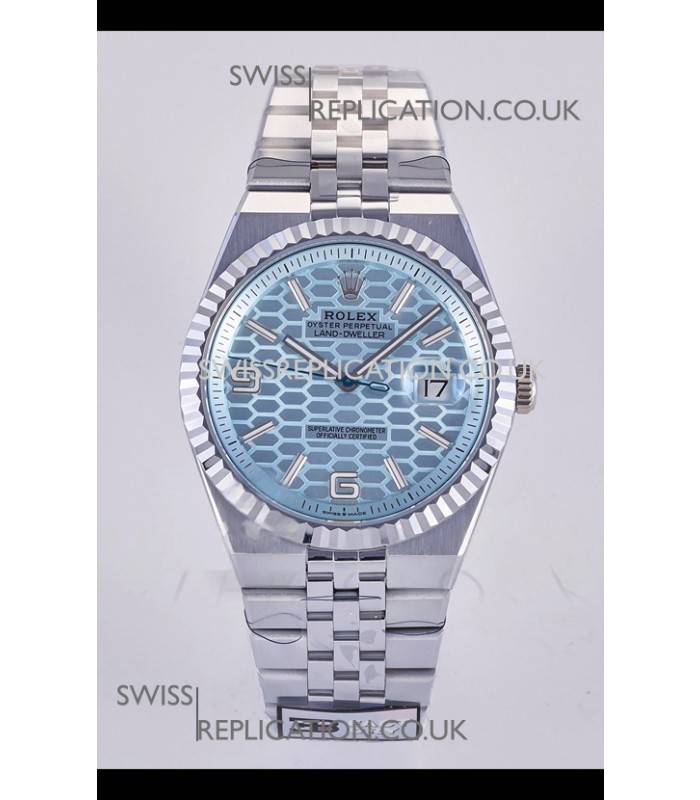 Rolex Land-Dweller 127336 Ice Blue Honeycomb Dial 40MM Super Clone Watch 