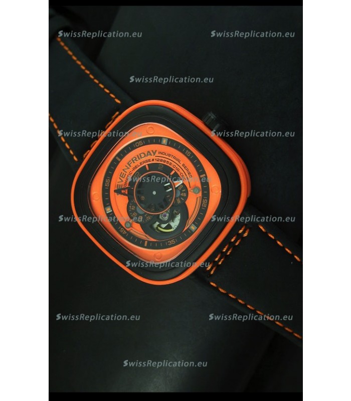 SevenFriday P-32 Black and Orange with Original Miyota 82S7 Movement - 1:1 Mirror Quality