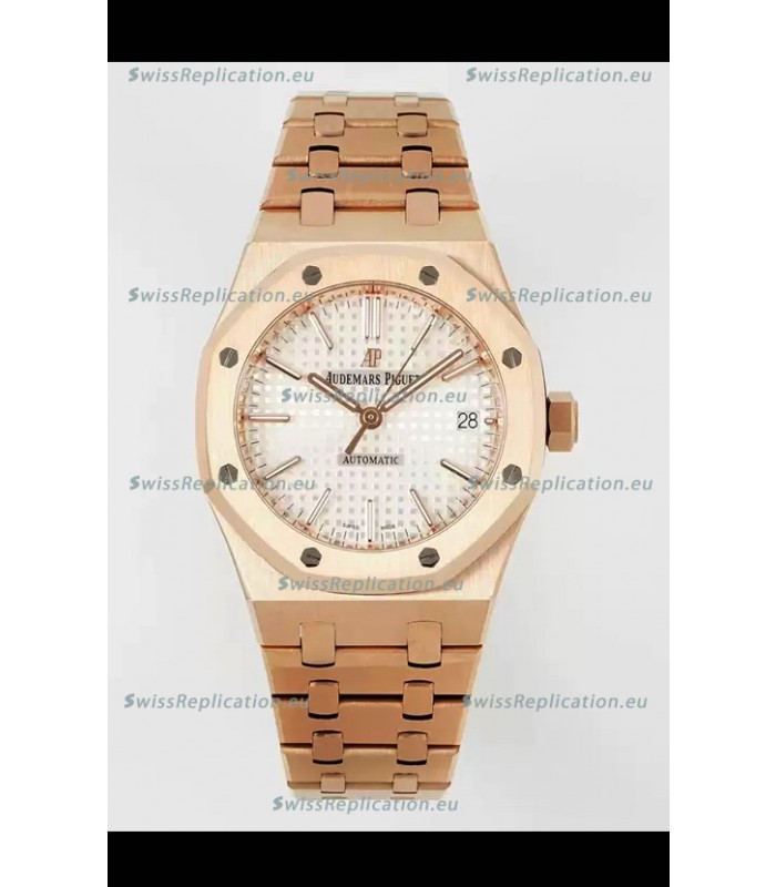 Audemars Piguet Royal Oak 37MM White Dial Rose Gold Watch in 3120 Movement - 1:1 Mirror Replica