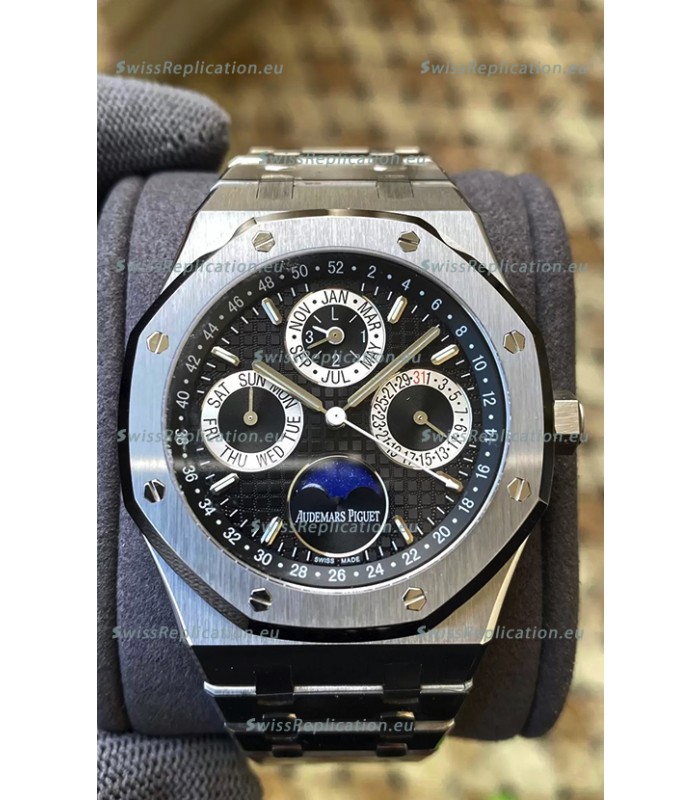Audemars Piguet Royal Oak Perpetual Calendar Swiss Replica 904L Steel in Black Dial 