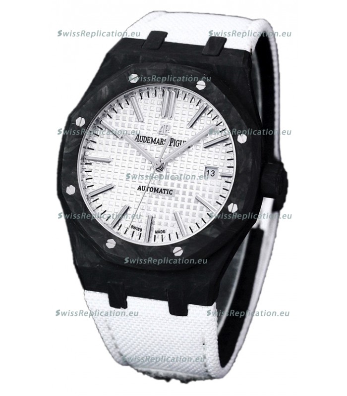 Audemars Piguet Royal Oak Ref.15400 Forged Carbon Casing Watch White Dial in 1:1 Mirror Replica