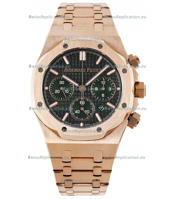 Audemars Piguet Royal Oak Chronograph 1:1 Mirror Replica - Rose Gold Casing Green Dial in 41MM