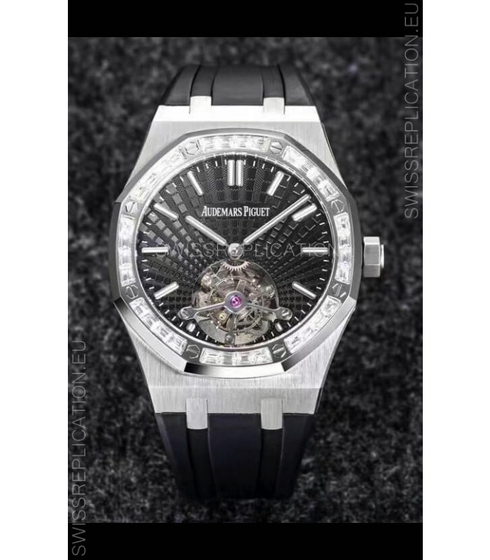 Audemars Piguet Royal Oak Tourbillon 41mm in 904L Casing - Grey Tapisserie Diamonds Bezel 1:1 Ultimate Replica