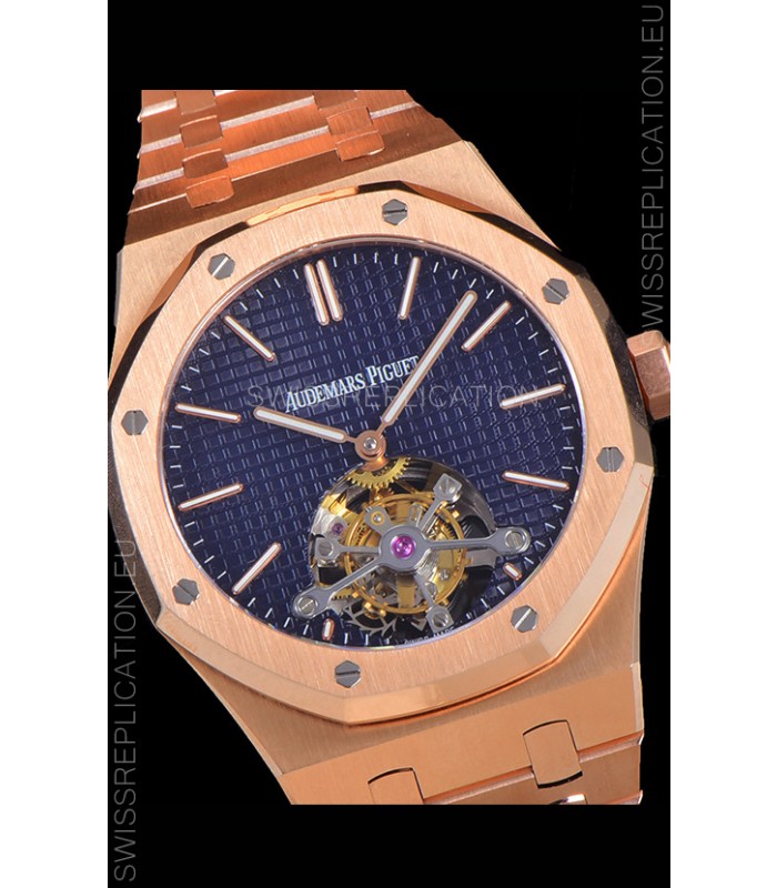 Audemars Piguet Royal Oak Tourbillon 41mm Blue Dial in 904L Steel Rose Gold Casing